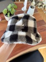 Fischerhut Kangol Plüsch kariert schwarz weiss neuwertig