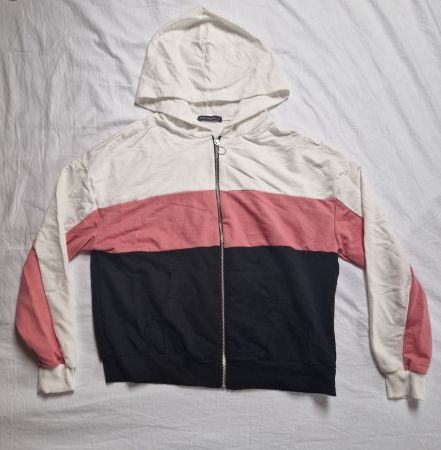 pink, schwarze und weisse Jacke Grösse S