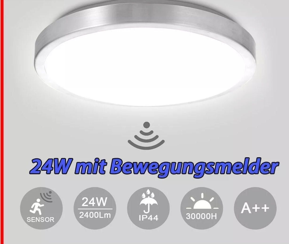 Lampade: +24W LED Deckenleuchte mit Bewegungsmeld – Nuovo e nell'imballaggio originale da Amriswil venduto da JaJa-Express