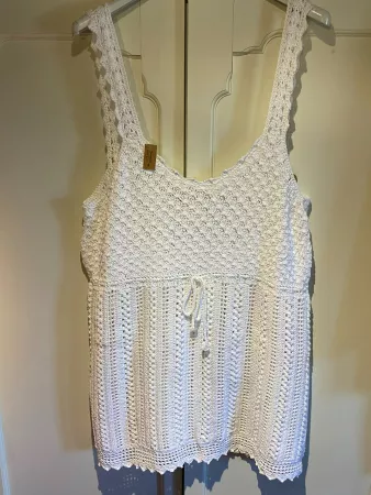 %STRICK TRÄGERKLEID-VINTAGE-WEISS,EINZELSTÜCK%
