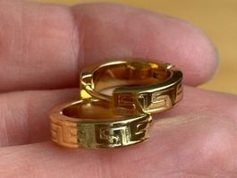 Luxus Elegante Mini Creolen Edelstahl Ohrstecker Farbe Gold
