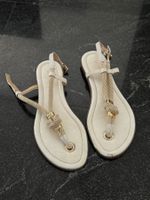 Michael Kors Flat Sandals White – Rope Straps, Gold Details