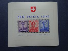 1936 Sonderblock Pro Patria, Z-Nr. W8 bzw. W5-W7 **