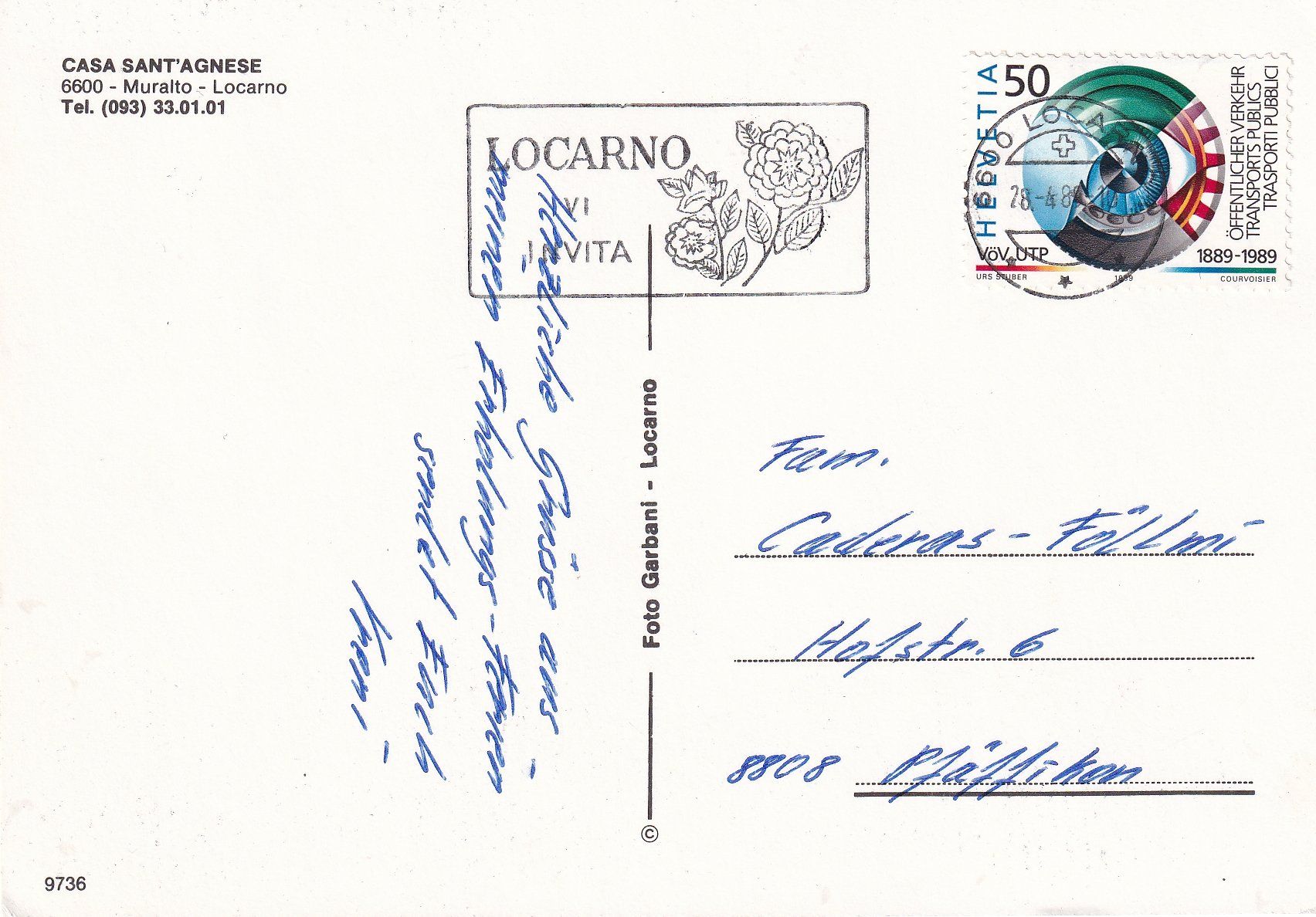 Cartoline postali: Locarno - Casa Sant'Agnese /ay – Usato da Hombrechtikon venduto da Rudolf07 1