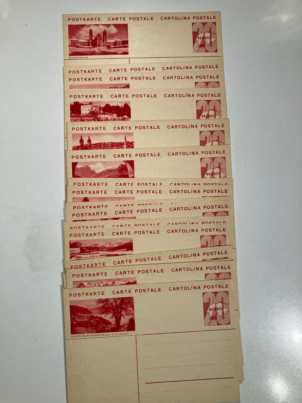 Tutti i francobolli: 32 Postkarten 1933 * mit Originalcouvert der Post /Fr. 712.0 – Usato da Baar venduto da Ramona10 1