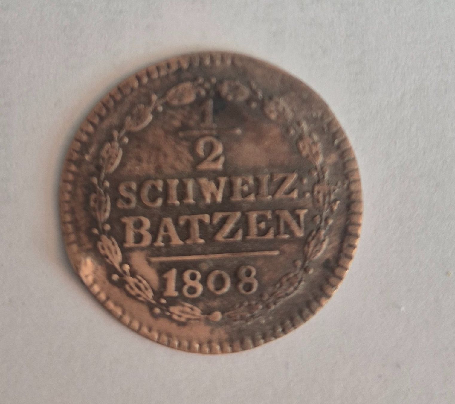 Alle Münzen: 1/2 Batzen Thurgau - 1808 – Gebraucht aus speicher von Emosan