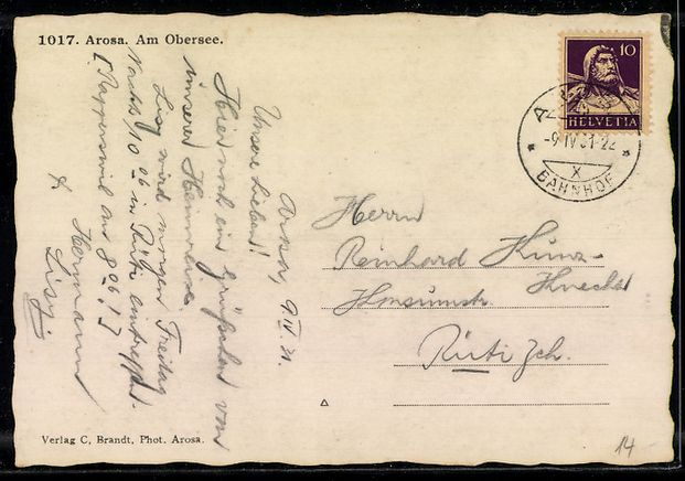 Cartoline postali: AK Arosa, Am Obersee – Usato da Berlin venduto da bartko-reher 1
