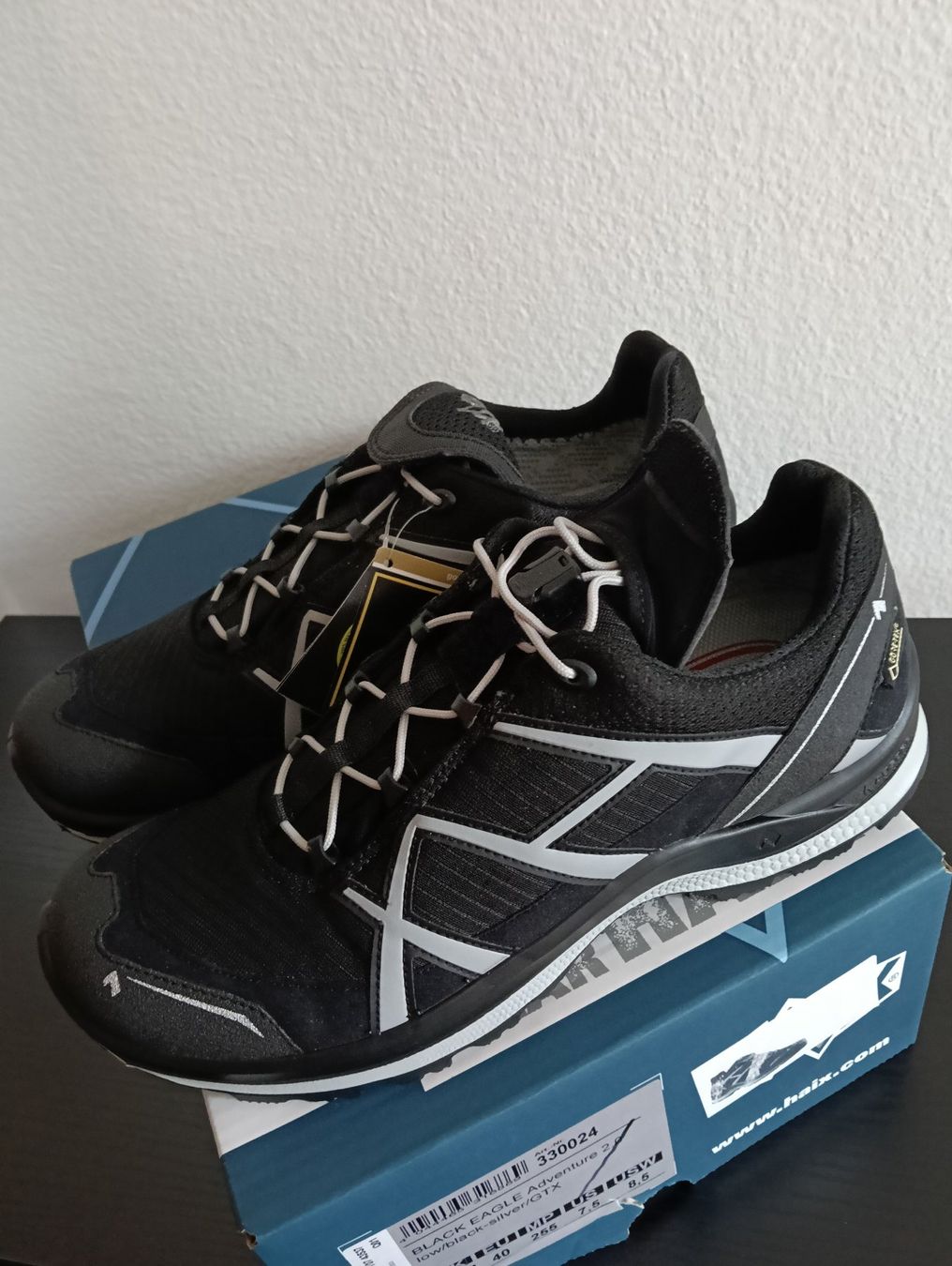Herrenschuhe: HAIX Black Eagle Adventure 2.0 low black/silver GTX – Neu und originalverpackt aus Schaffhausen von Scuderia46 3
