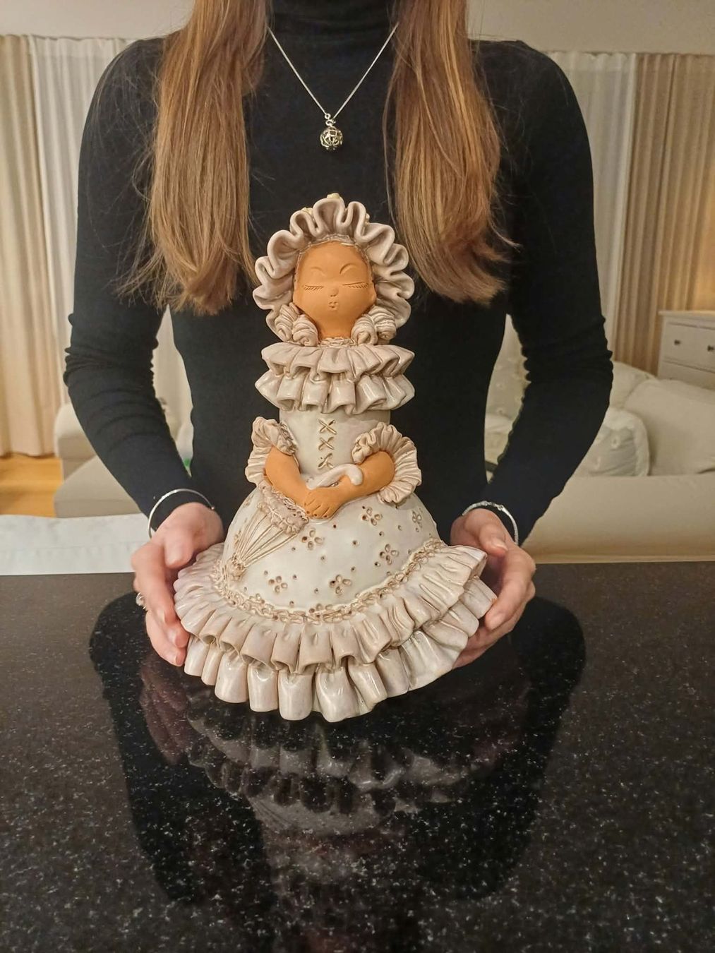 Statuette: Keramikfigur Dame mit Sonnenschirm – Usato da Wil SG venduto da Berg1-Bob 3