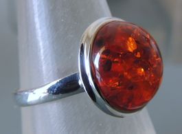 Silber 925 Bernstein Fingerring Gr. 57