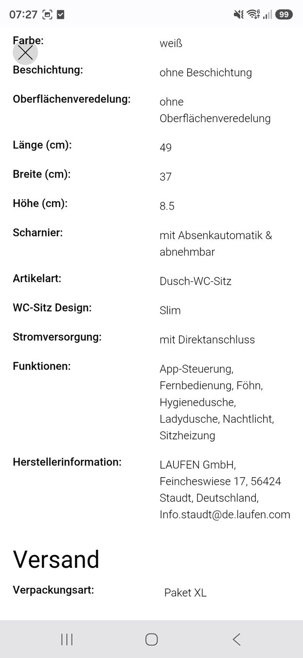 Laufen WC: Dusch WC Deckel – Nuovo e nell'imballaggio originale da Au ZH venduto da Bandit66 4