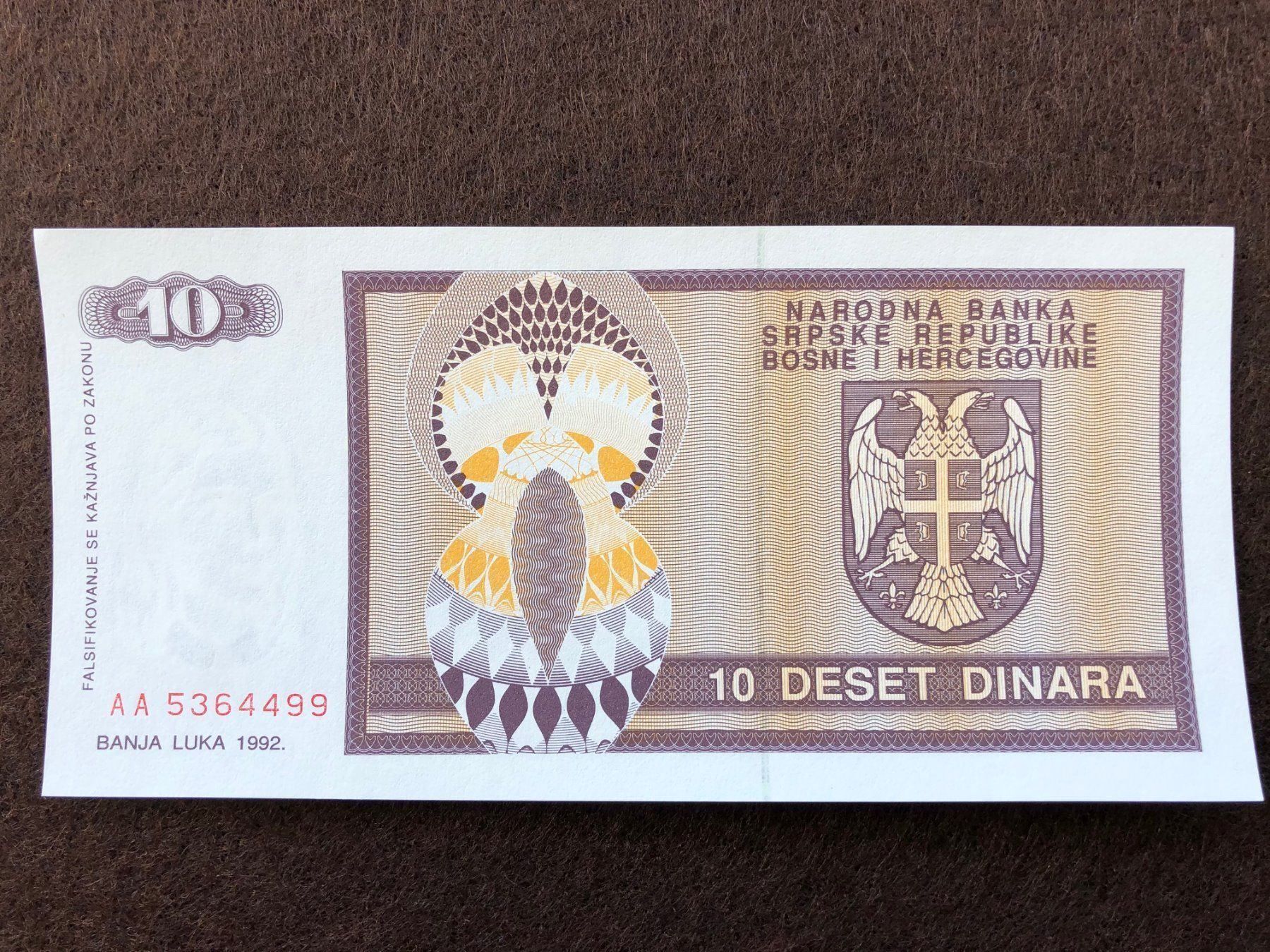 Banconote: Banja Luka 1992 - Republika Srpska Dinar – Nuovo (secondo la descrizione) da Pfäffikon SZ venduto da Sieben77 1