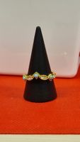 Goldener Ring mit Türkis und Zirkonia, Grösse 56