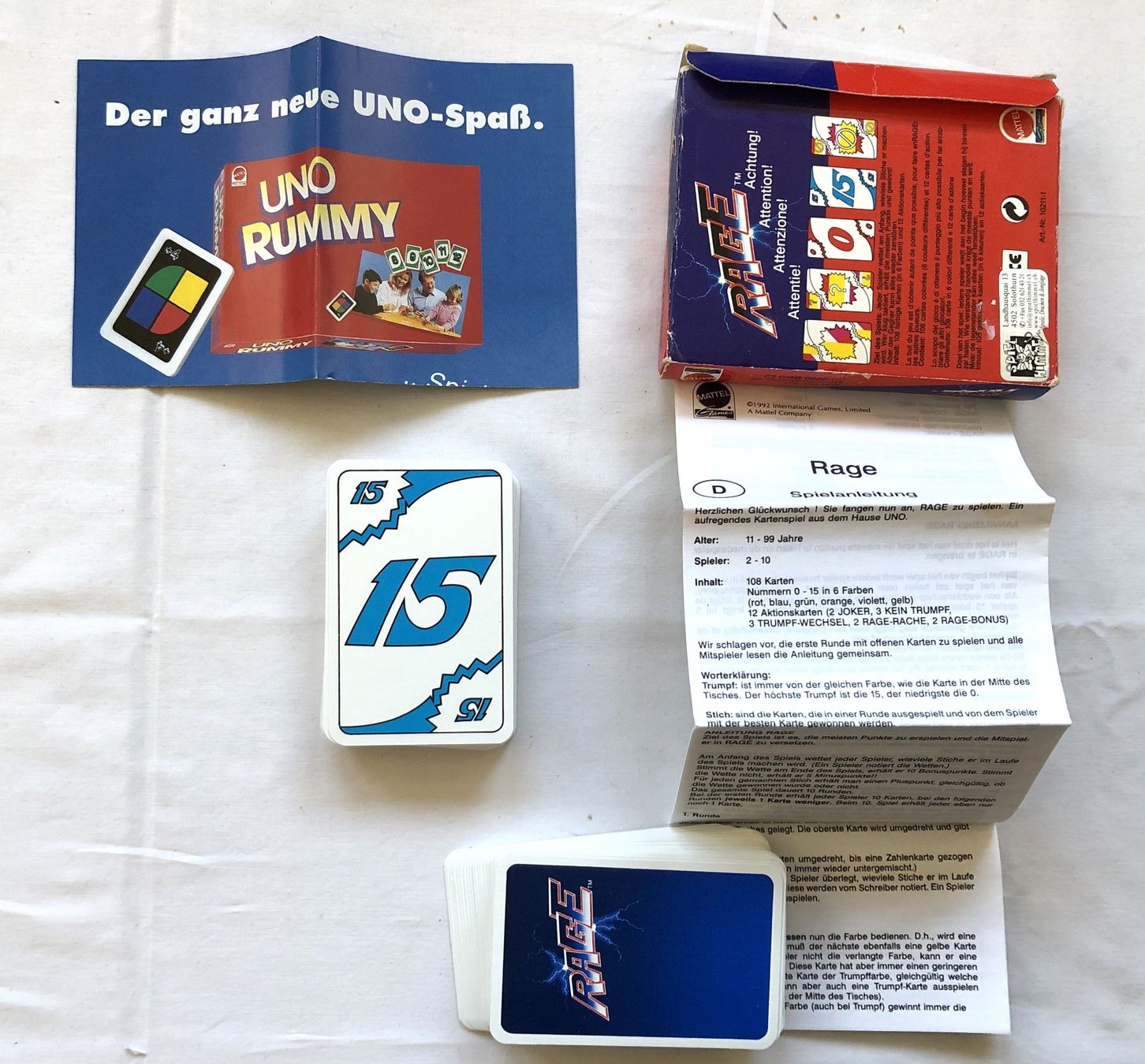 Mattel Giochi: RAGE - Kartenspiel - Mattel - 1992 – Usato da Schaffhausen venduto da durruti 1