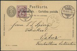 GLS Glarus - Wertziffer - Postkarte - nach Vaduz FL