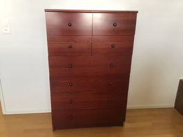 IKEA HURDAL Hochkommode Massivholz Rotbraun | 8 Schübe