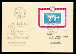 LUNABA BLOCK LUZERN 1951 FDC ERSTTAG