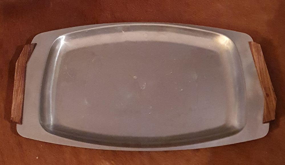 Plateau De Service Vintage – Verre Rouge – 39x22 Cm – État Correct