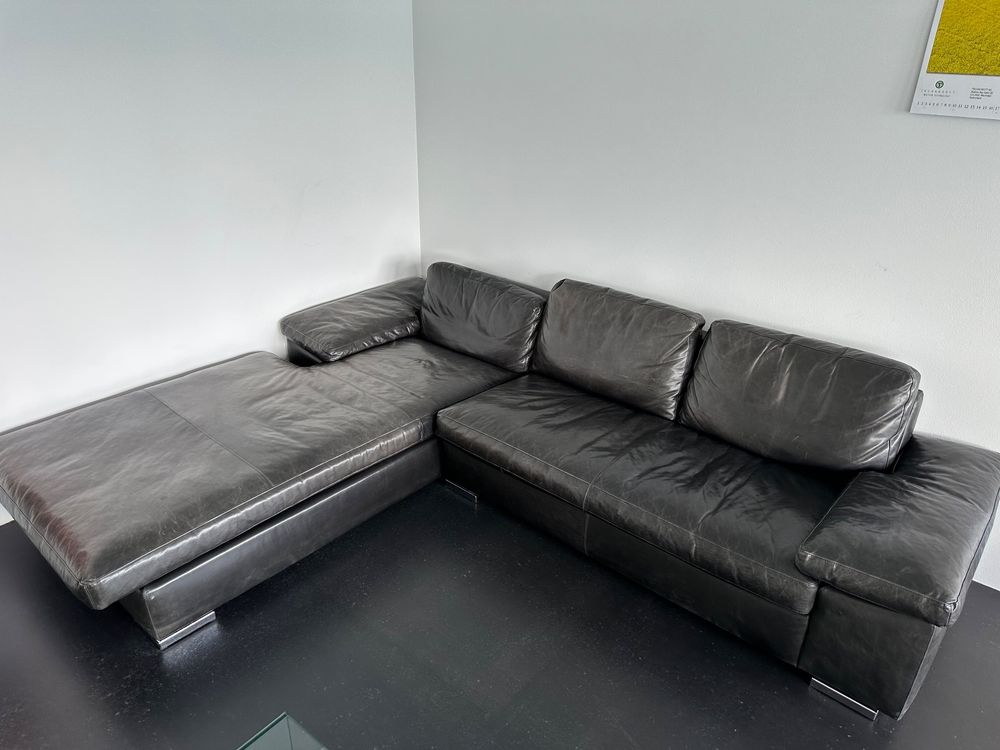 TOPANGEBOT: Ledercouch 280 x 220 schwarz | Kaufen auf Ricardo
