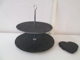 Schöner und moderner Etagere .Elegante Schiefer -2 Etagen.