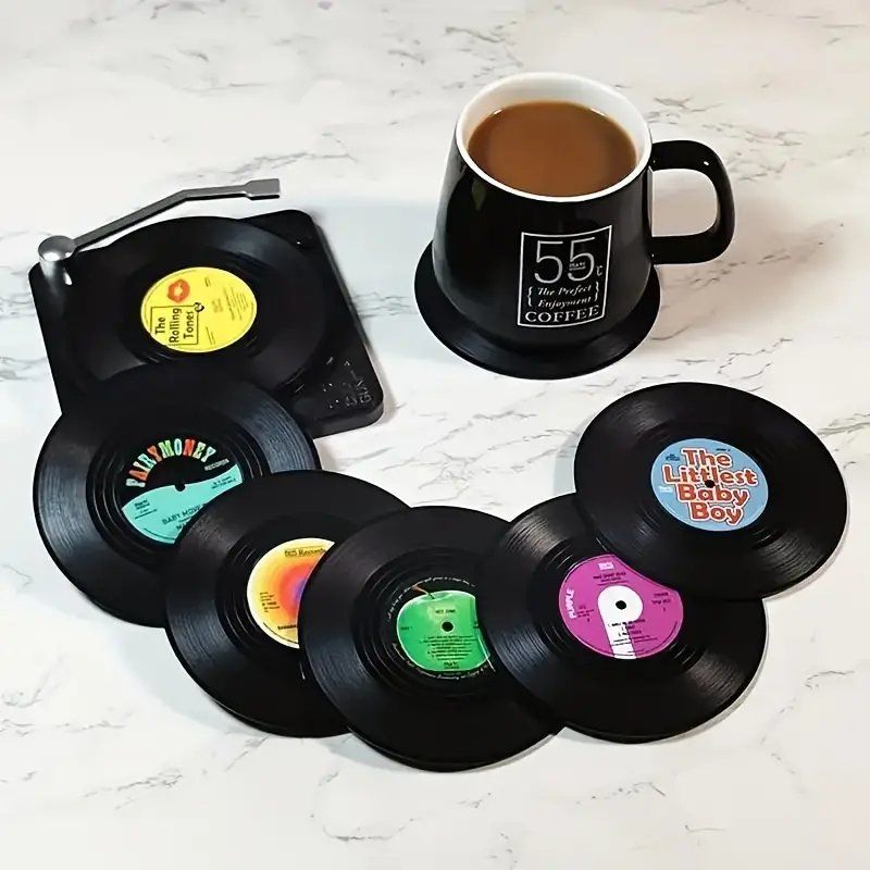 Sottobicchieri: Schallplatten Getränkeuntersetzer Vinyl Retro Bierdeckel – Nuovo e nell'imballaggio originale da Dättlikon venduto da easythings 2