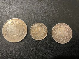 Schweizer Silbermünzen Lot – 1921, 1953, 1956