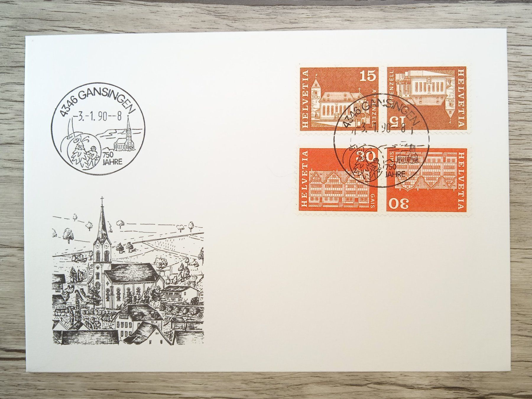 Tutti i francobolli: TR66 Enveloppe + Timbre Suisse 1990 – Usato da Cousset venduto da Patrick_Collections