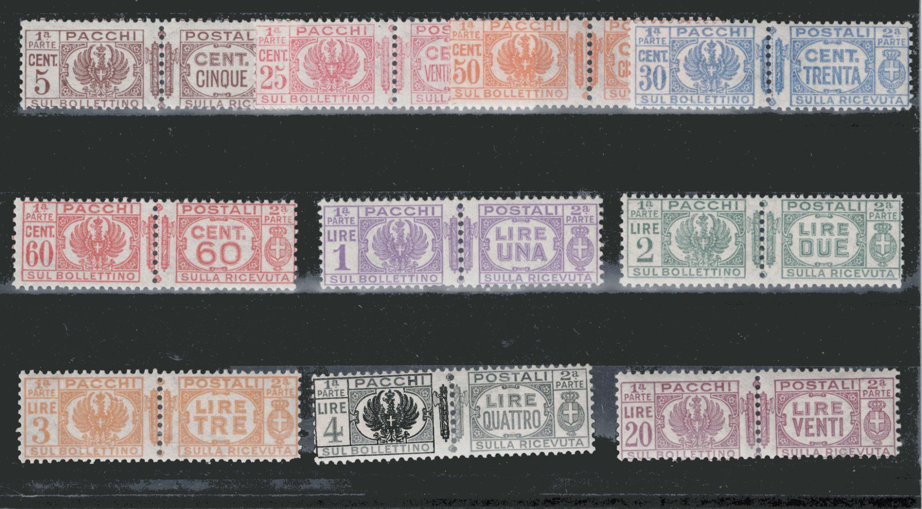 Tutti i francobolli: Italien Paketmarken - 2 Teilserien postfrisch ** – Nuovo (secondo la descrizione) da Kriens venduto da goofy46