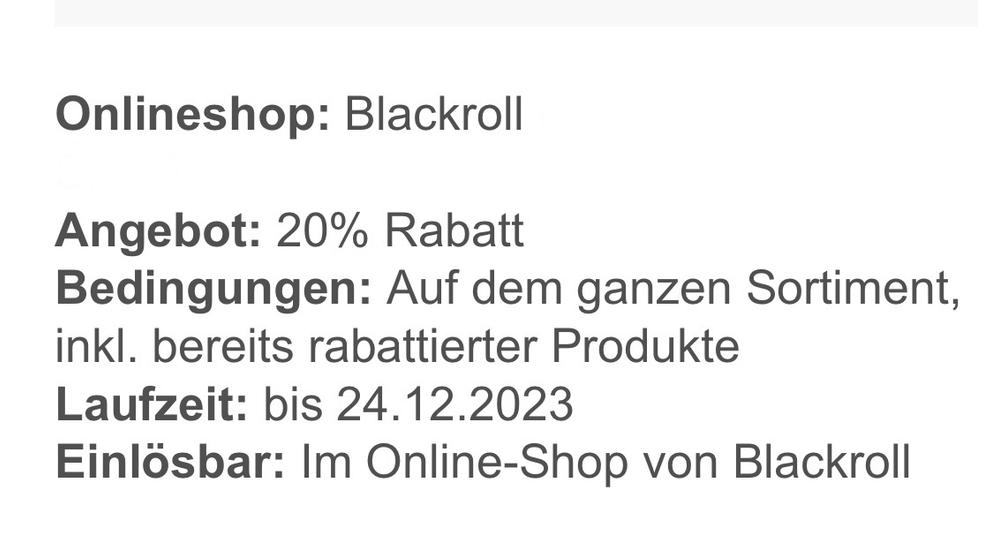 Blackroll 20 Rabatt Gutschein Kaufen auf Ricardo