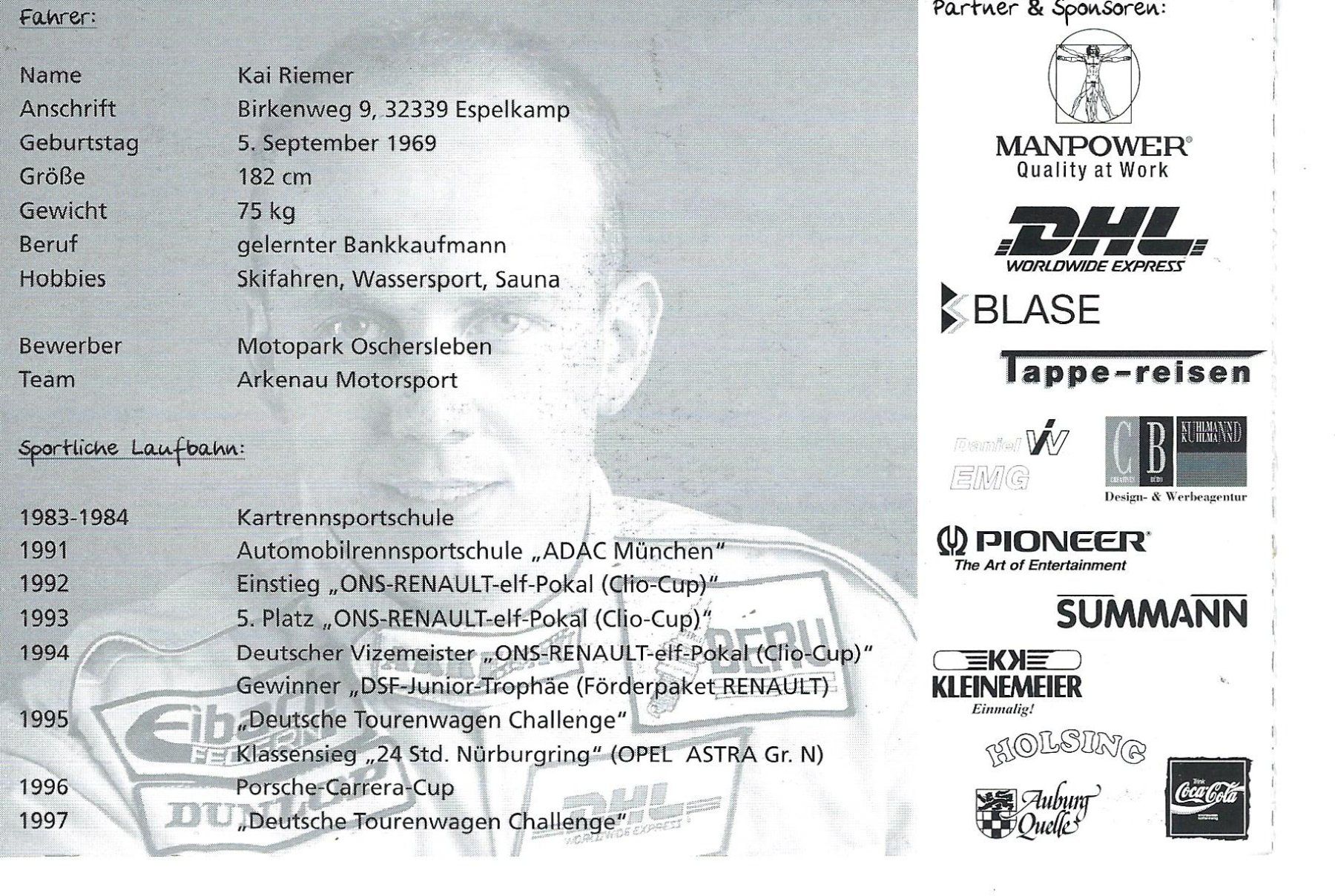 Autografi: Kai Riemer, DTC – Usato da Aarburg venduto da Hktm 1