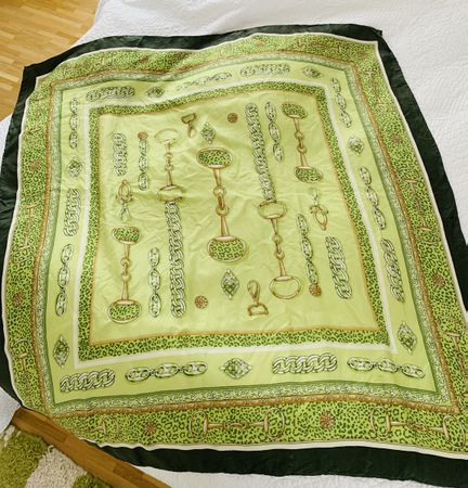 Vintage Seiden Foulard Cordello Grün Equestrian