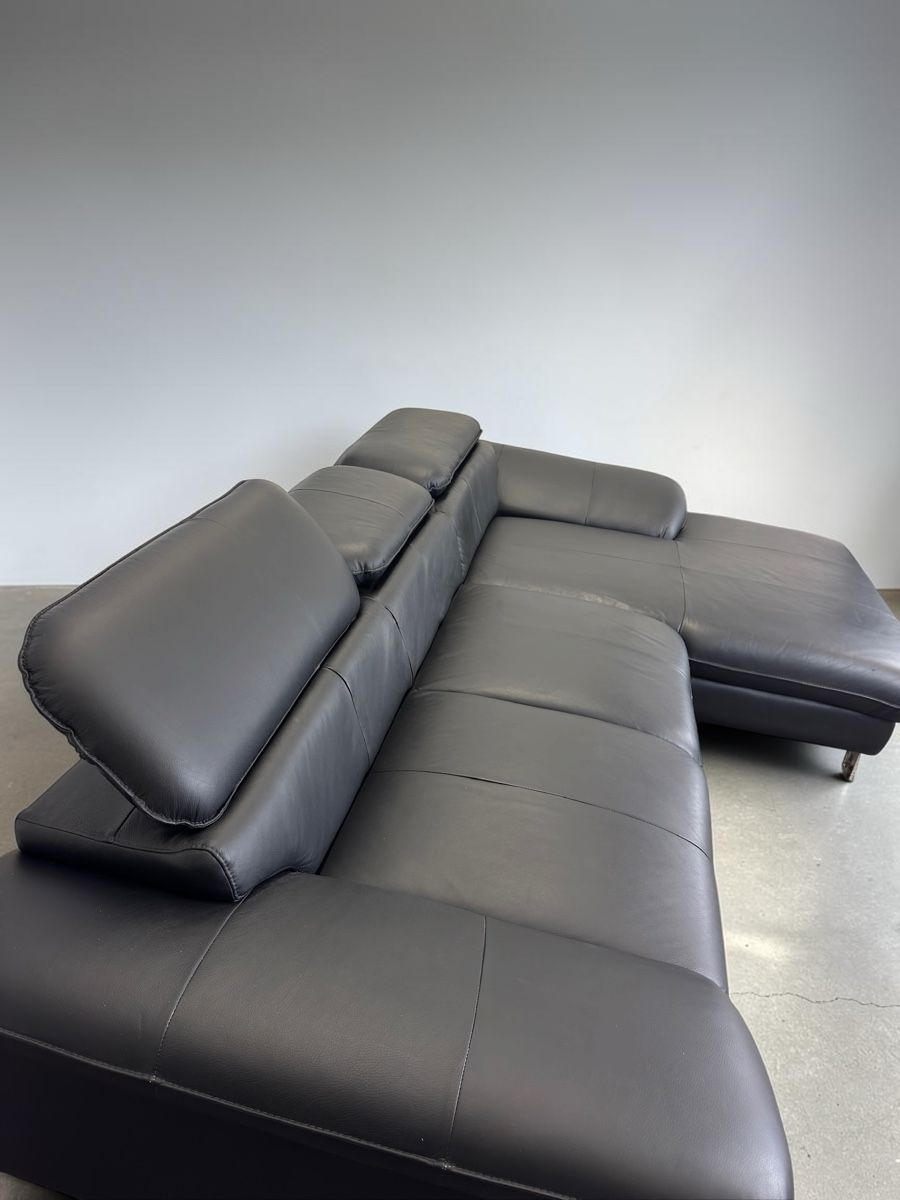Sofas: Ecksofa aus schwarzem Echtleder mit Bettfunktion – D'occasion à Fehraltorf par Sofalab.swiss 5