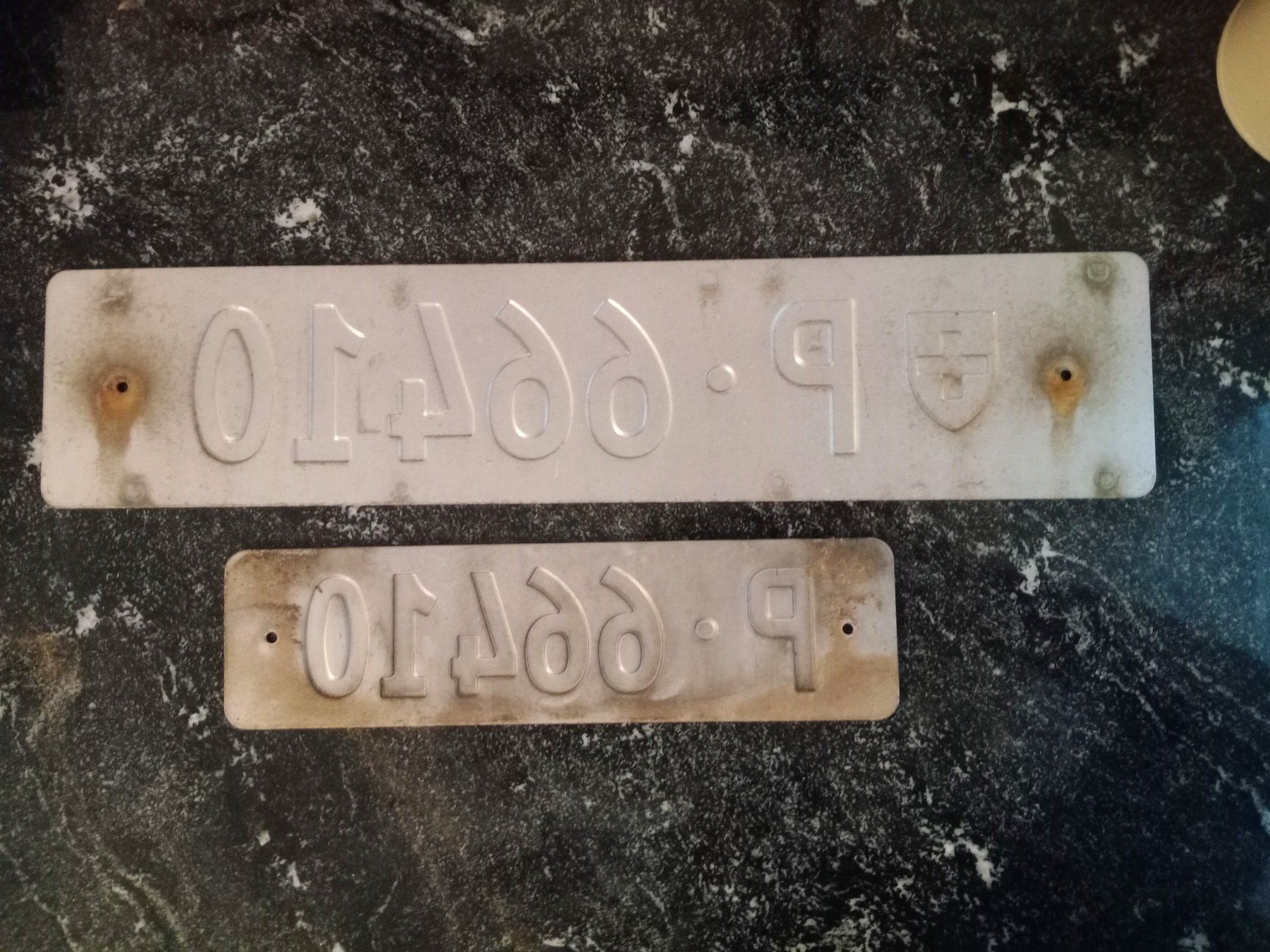 Schilder: 2x Nummernschild PTT Post ausrangiert 66410 – Gebraucht aus Küttigen von Melisch1000 1