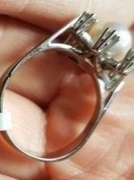 Ringe: Brillant - Perlen Ring aus 750 Weissgold – Gebraucht aus Unterägeri von Altgoldschmuck 7