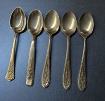 5 versilberte Schützenlöffel 90+100 (142 g)
