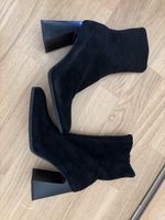Bottines noires en daim avec talon géométrique, taille 38!