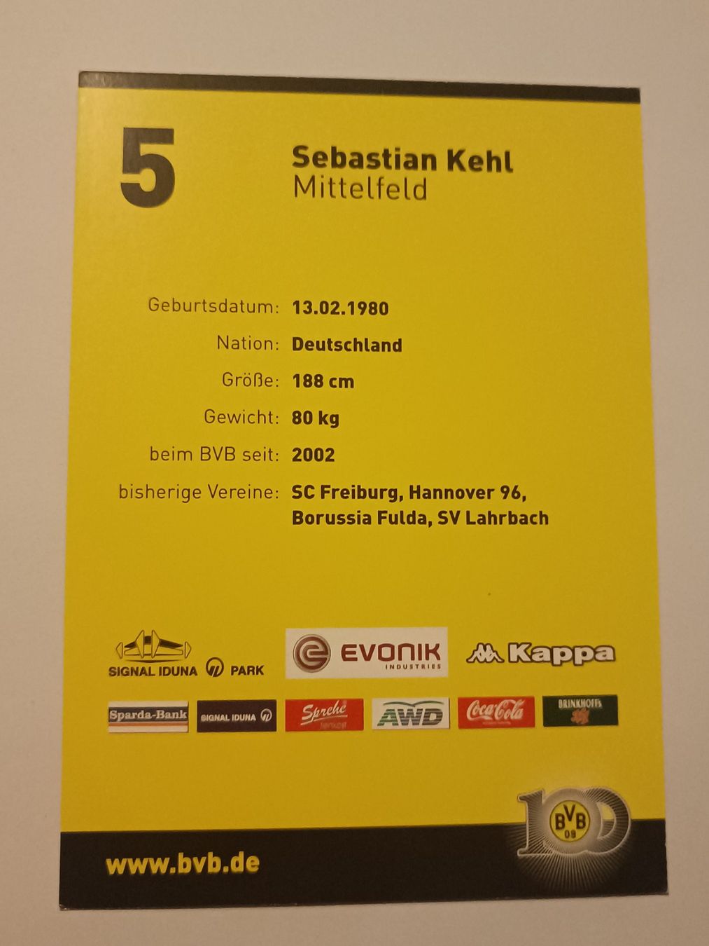 Autografi: Sebastian Kehl - BorussiaDortmund - BVB Handsigniert – Usato da Menziken venduto da Artographs 1