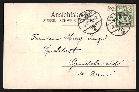 Cartoline postali: Spiez, Ortsansicht mit Thunersee, Ortsan – Usato da Berlin venduto da bartko-reher 1
