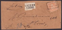 1878, 20 Rp. Fahrpost Briefstück von LUZERN nach HORW LU