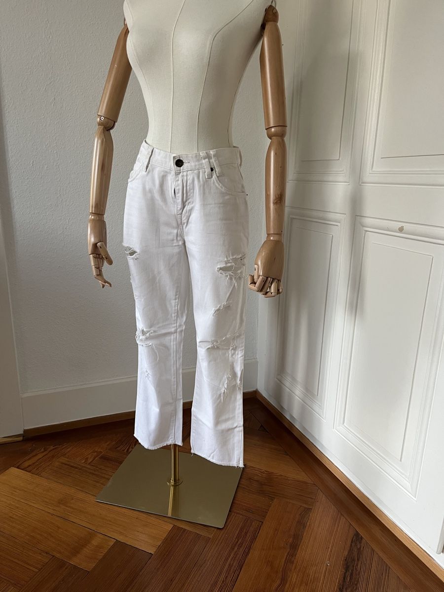 Zara Jeans: Zara Basic White Distressed Cropped Jeans - Summer 👖 – Usato da Mies venduto da Nib2011 3