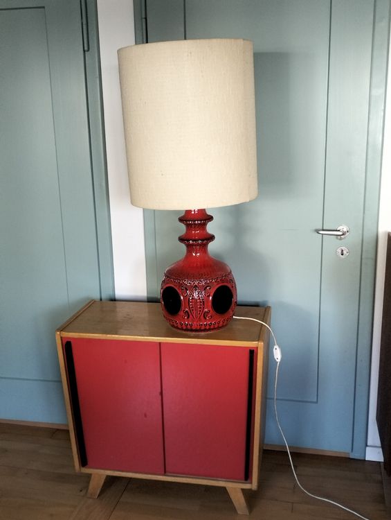 FAZRPIP Rote Retro-Keramik-Tischlampe – Orientalischer Stil, 54x33 Cm, Mit Stoffschirm Für Wohnzimmer & Schlafzimmer