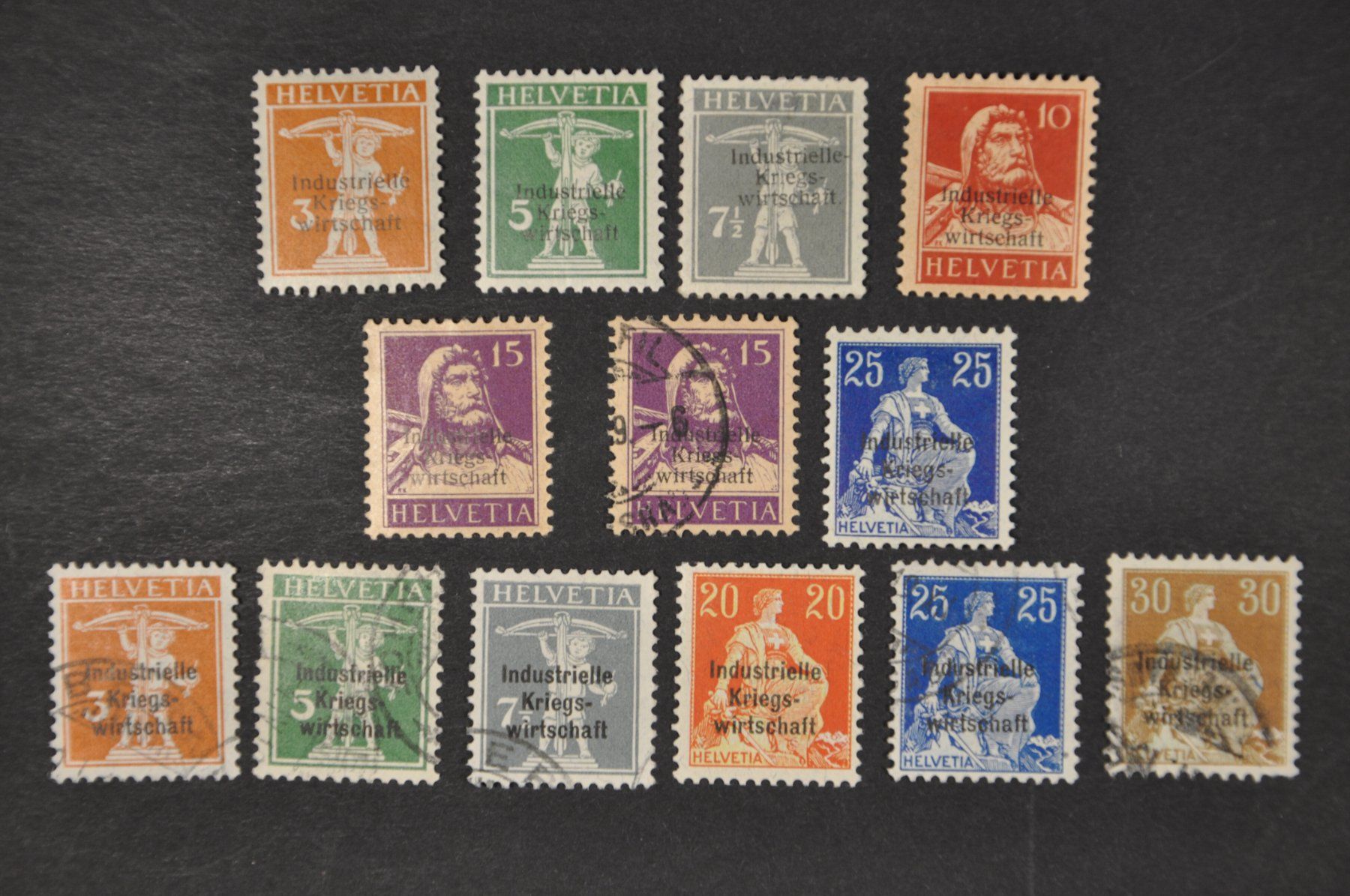Alle Briefmarken: Dienstmarken Industrielle Kriegswirtschaft 13 Werte – Gebraucht aus Wolfhalden von Zinauktion