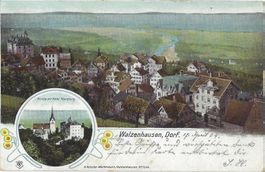 Walzenhausen,  Dorf.  und Kirche mit Hôtel Rheinburg.