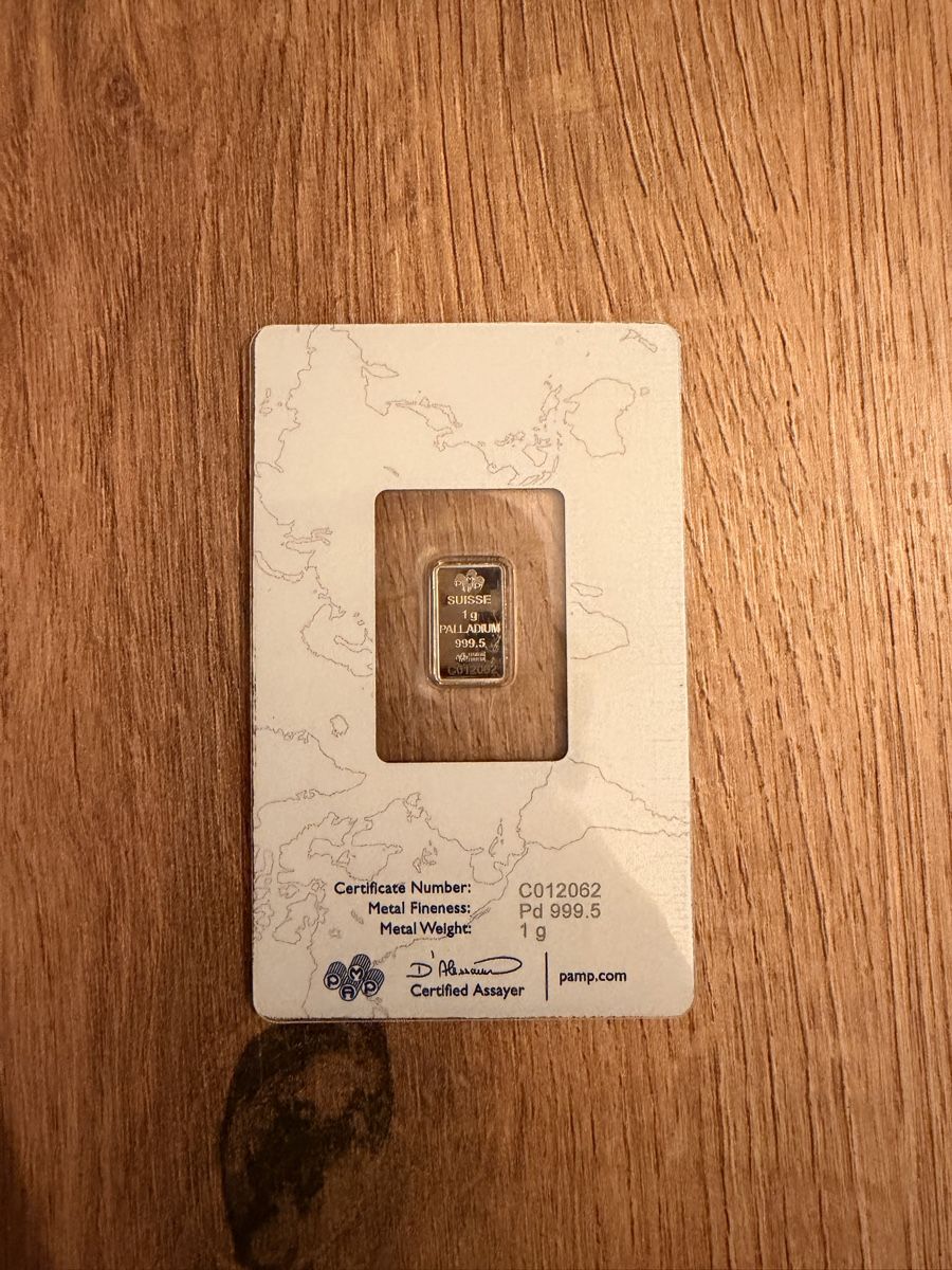 Pamp Edelmetalle: 1g Palladiumbarren - PAMP – Neu und originalverpackt aus Reichenburg von DELLON 1