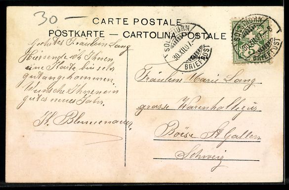 Cartes postales: AK Solothurn, Bahnhofplatz, 1907 – D'occasion à Berlin par bartko-reher 1