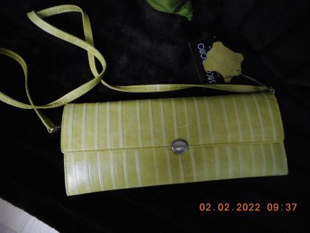 SACCOBONO TASCHE Abendtasche Pochette Leder zitronengelb
