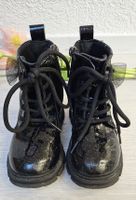Kinderstiefel schwarz Glitzer mit Schnürung Gr. 28 
