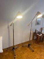 Vintage Industrial Stehlampen auf Rollen  1950er