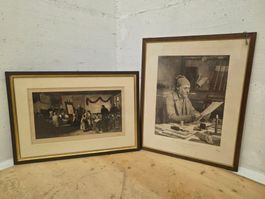 Gerahmte Anker Stiche - "Schulklasse & Gelehrter"