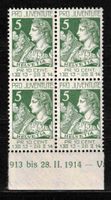 Pro Juventute 1913 im 4er-Block ** vom Bogenrand